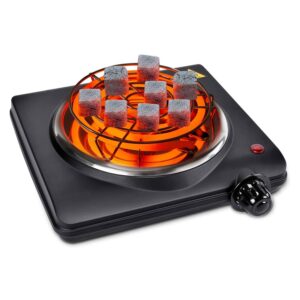 Electric Charcoal Burner Stove Portable Hot Plate Grill Coal Burners Heating Plate 1000W Charcoals Starter Heater with Smart Heat Control & Stainless Steel Fast Heating for Cooking top Countertop