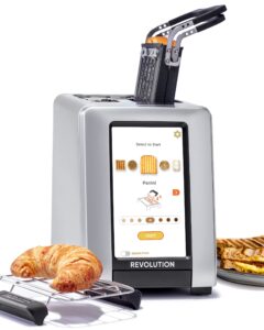 revolution r270 high-speed touchscreen toaster, 2-slice smart toaster with patented instaglo technology, warming rack & panini press