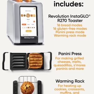 Revolution R270 High-Speed Touchscreen Toaster, 2-Slice Smart Toaster with Patented InstaGLO Technology, Warming Rack & Panini Press