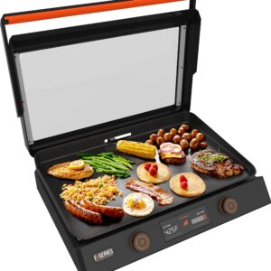 22" Electric Griddle Nonstick with Lid, 8001 E-Series Tabletop Large Griddle with Seasoning By Blackstone For Indoor and Outdoor Use, Wholesalehome Cloth Included