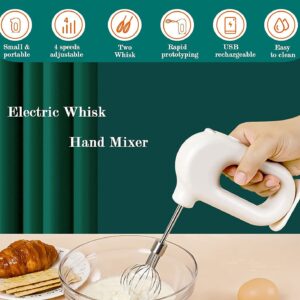 Wynboop MINI Household Cordless Electric Hand Mixer,USB Rechargable Handheld Egg Beater with 2 Detachable Stir Whisks 4 Speed Modes,Baking At Home For Kitchen,Lightweight Portable(Green)