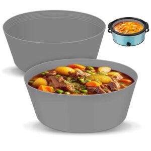 silicone crock pot liner fit crock-pot 7-8 quart oval slow cooker，reusable & leakproof dishwasher safe cooking liner for 7 quart crock pot (2pcs-grey [fit 7 to 8 qt][12"d x 9.25"w x 4.92"h])