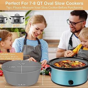 Silicone Crock Pot Liner fit Crock-Pot 7-8 Quart Oval Slow Cooker，Reusable & Leakproof Dishwasher Safe Cooking Liner for 7 Quart Crock Pot (2pcs-Grey [Fit 7 to 8 QT][12"D x 9.25"W x 4.92"H])