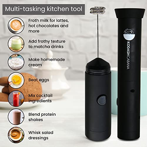 Kodash Cabana milk frother, Handheld, Battery Operated Whisk Beater Foam Maker For Coffee, Latte, Cappuccino, Hot Chocolate, Durable Mini Drink Mixer With, double whisk head.