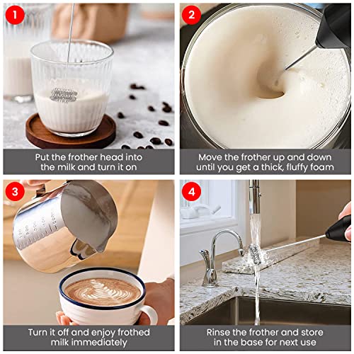 Kodash Cabana milk frother, Handheld, Battery Operated Whisk Beater Foam Maker For Coffee, Latte, Cappuccino, Hot Chocolate, Durable Mini Drink Mixer With, double whisk head.