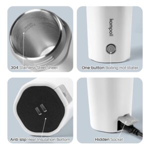 Kompoll Travel Electric Kettle, Fast Water Boil Small Portable Kettle, Stainless Materials Automatic Shut off Tea Pot, Dry Protection and Separable Power Cord, Suitable for Milk, Coffee, Water and Tea