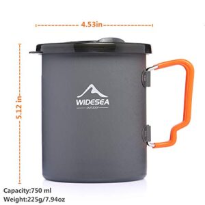 widesea Camping Coffee Pot 750ML, French Press Coffee Maker,Lightweight Backpacking Pot with Collapsible Handle For Camping,Hiking,Fire Cooking