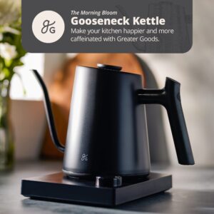 Greater Goods Electric Gooseneck Kettle with a Counterbalanced Handle, Perfect for Tea and Pour Over Coffee, Designed in St. Louis,1200 Watt (Onyx Black)