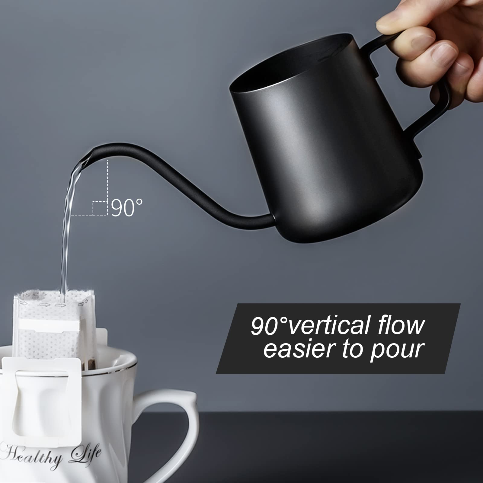 PARACITY Pour Over Kettle Gooseneck Spout Coffee Tea Pot 12OZ Hanging Ear Hand Blunt Long Narrow Drip Cup for Coffee Maker Carafe, Camping Coffee Pot for Travel Coffee Maker Outdoor