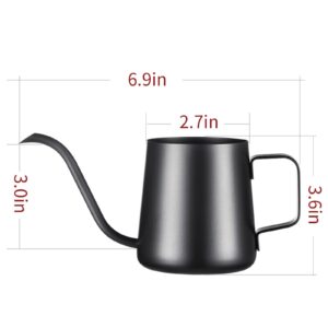 PARACITY Pour Over Kettle Gooseneck Spout Coffee Tea Pot 12OZ Hanging Ear Hand Blunt Long Narrow Drip Cup for Coffee Maker Carafe, Camping Coffee Pot for Travel Coffee Maker Outdoor