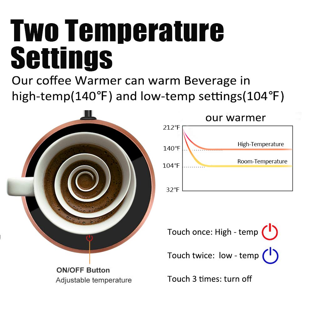 Coffee Mug Warmer & Mug Set, KRGMNHR Smart Coffee Warmer for Desk with Auto Shut Off, Infrared Sensor Technology for Double Safety, Ideal for Gift, Coffee, Tea, Hot Cocoa, Rose Gold Set