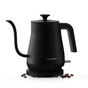 electric gooseneck kettle, pour over kettle & tea kettle with 5 variable temperature presets, 304 stainless steel, lcd touch screen, 1000 watt quick heating, 0.8l, matte black, xh-zcq07b-b
