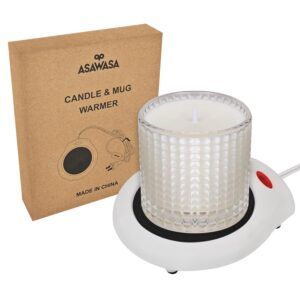 asawasa candle warmer for large jar, coffee mug warmers, safely releases scents without a flame, melt the candle quickly, enjoy your warm coffee tea. gifts for festival birthday women men mom dad