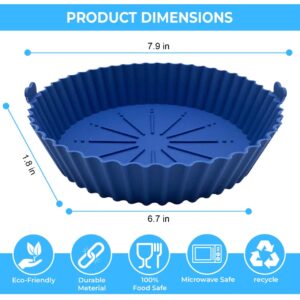 2 Pack Reusable Silicone Air Fryer Baskets Heat-Resistant and Simple to Clean. Round Silicone Pot for Air Fryer Oven Accessories, (Blue + Red)