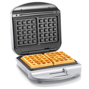 fohere waffle maker belgian 1000w, 2 slice waffle iron with browning control, nonstick plates, indicator lights, cord-storage