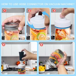 Electric Jar Vacuum Sealer for Mason - Handheld Food Vacuum Saver Canning Jars Seal Pump Kit Attachment for Mason Jar Wide Regular Mouth Compatible with FoodSaver Vacuum Can Sealer Machine Accessories