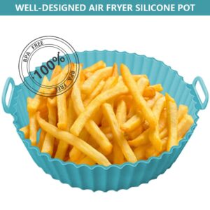 ACOHICE Air Fryer Silicone Pot,Reusable Air Fryer Liners,No Need to Clean the Air Fryer,Food Safe Air Fryer Accessories,8 Inch silicone air fryer basket(Top: 8" - Bottom: 6.96")(blue)