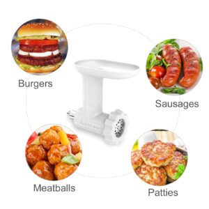 Food Meat Grinder Attachments for KitchenAid Stand Mixers, Excellent Food Grade Meat Grinder Accessories Meat Mixer Attachment Including 2 Sausage Stuffer Tubes Rust-proof and Durable