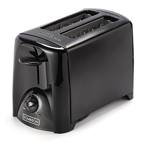 Dominion 2-Slice Toaster with Shade Control, Slide-Out Crumb Tray, Auto-Shutoff, Toast Lift, Black