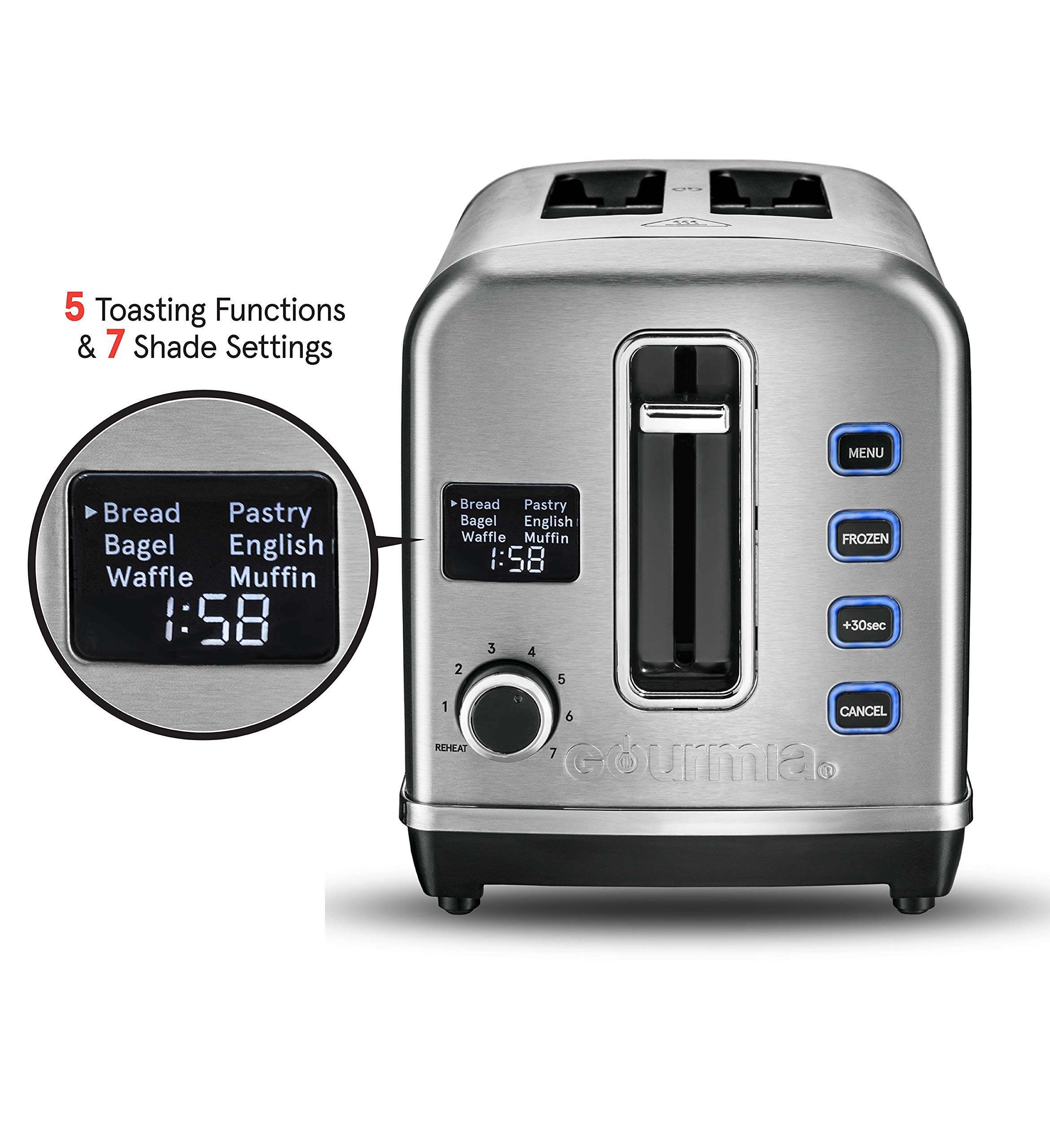 Gourmia GDT2650 Digital Multi-Function Stainless Steel Toaster