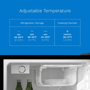 hOmeLabs Mini Fridge - 2.4 Cubic Feet Under Counter Refrigerator with Small Freezer - Drinks Healthy Snacks Beer Storage for Office, Dorm or Apartment with Removable Glass Shelves