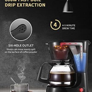 Gevi 4 Cups Small Coffee Maker, Compact Coffee Machine with Reusable Filter, Warming Plate and Coffee Pot for Home and Office