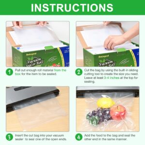 11’’ x 150’ Vacuum Sealer Roll Keeper with Cutter, Vacuum Sealer Bags for Food, Food Saver Bags Rolls, BPA Free, Commercial Grade, Great for Storage, Meal prep and Sous Vide