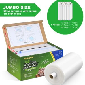 11’’ x 150’ Vacuum Sealer Roll Keeper with Cutter, Vacuum Sealer Bags for Food, Food Saver Bags Rolls, BPA Free, Commercial Grade, Great for Storage, Meal prep and Sous Vide