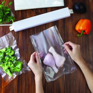 Houseables Vacuum Sealer Bags, Food Saver Rolls, Sous Vide Seal Bag, 8 & 11 Inch x 50 Ft Combo, 2 Pack, Large, Heavy Duty, Vaccum Sealed Roll, For Meal Storage, Vac Sealing Machine, Freezer, Reusable