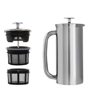 ESPRO - P7 French Press - Double Walled Stainless Steel Insulated Coffee and Tea Maker with Micro-Filter - Keep Drinks Hotter for Longer, Perfect for Home (Polished Stainless Steel, 32 Oz)