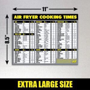 Air Fryer Cooking Times Chart Magnet - Extra Large Easy to Read Airfryer Magnetic Cheat Sheet - Healthy Air Fryer Cookbook Accessory Air Fryer Food Kitchen Conversion Air Fryer Oven Accessories (Grey)