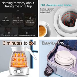 Travel Electric Kettle,600ML Collapsible Small Electric Kettle,Portable Kettle with Temperature Control,Multifunctional Mini Kettle for Boiling Water,Hot Water Kettle with Keep Warm & Delay Start