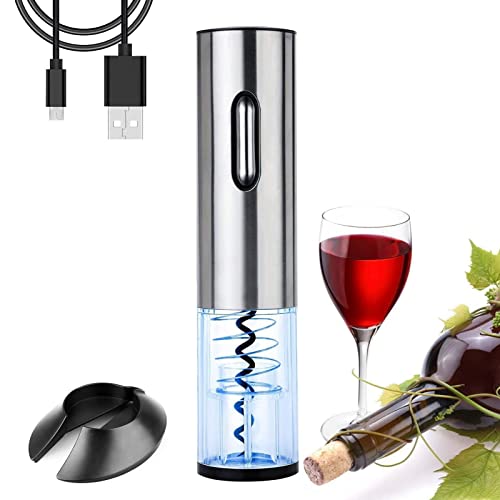 GOSCIEN Electric Wine Opener, Automatic Electric Wine Bottle Corkscrew Opener, Rechargeable Stainless Steel Cordless Electric Wine Bottle Opener Gift Set with Foil Cutter, USB Charging Cable