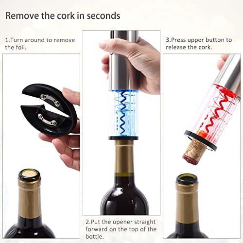 GOSCIEN Electric Wine Opener, Automatic Electric Wine Bottle Corkscrew Opener, Rechargeable Stainless Steel Cordless Electric Wine Bottle Opener Gift Set with Foil Cutter, USB Charging Cable