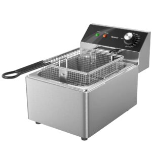 topkitch electric deep fryer countertop deep fryer with basket and lid capacity 10l(10.5qt) stainless steel single tank fryer for home use easy to clean oil fryers 1800 watts, 120v