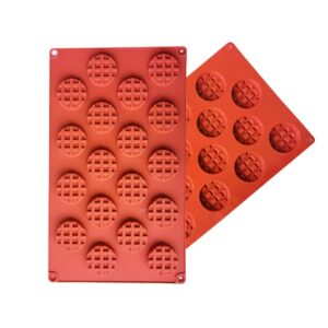 Silicone Waffle Mold Set, 2PCS/Set 18/20 Cavity Mini Silicone Waffle Mold Waffle Maker Mould, Non-stick Cake Cookie Chocolate Making Mold for Baking (B)