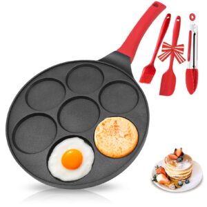 ezjob silver dollar pancake pan for kids, mini pancakes maker pan nonstick egg cooker frying pan breakfast waffle maker pancake griddle pan for pancakes crepe maker