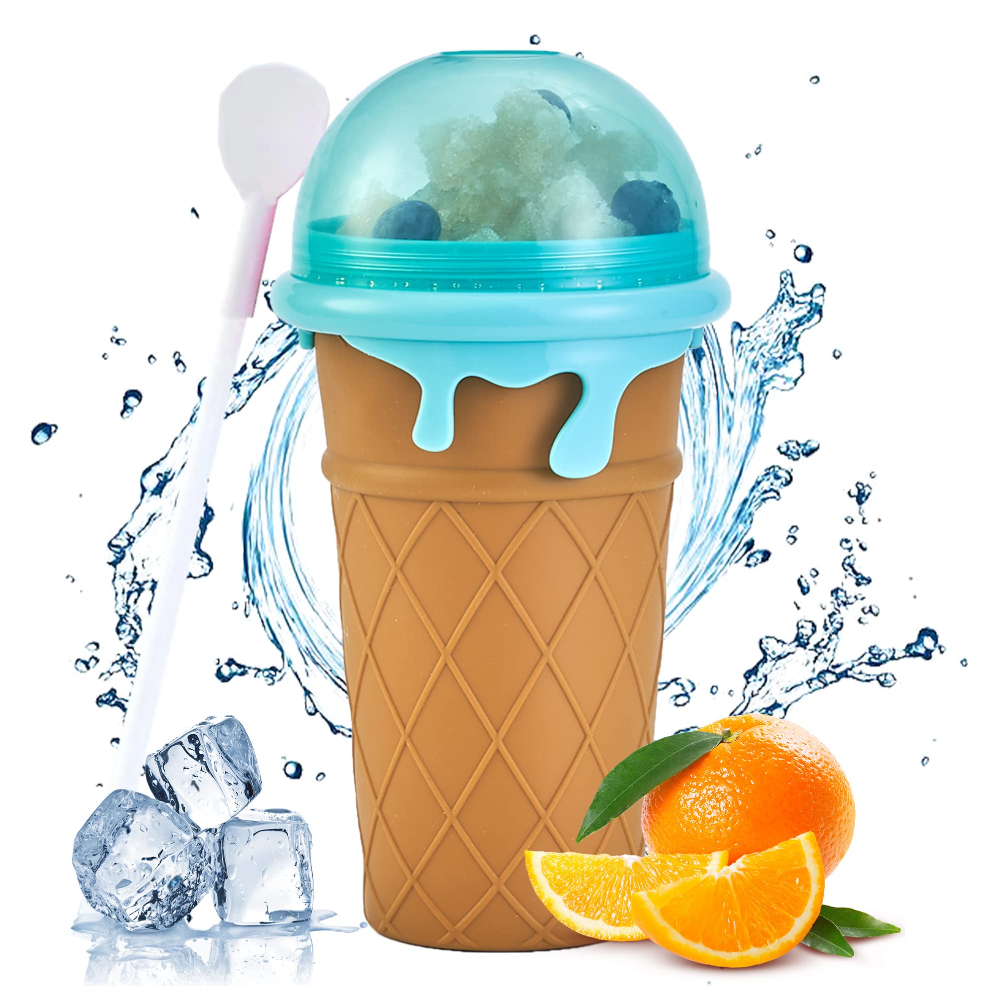 NUGYK Slushie Cup Slushy Maker Cup, Upgraded 500ML TIK TOK Slushy Frozen Magic Squeeze Cup, Cooling Maker Cup Freeze Mug Milkshake Smoothies, Cool Stuff Things for Kids Teens (Coffee)