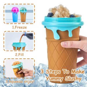 NUGYK Slushie Cup Slushy Maker Cup, Upgraded 500ML TIK TOK Slushy Frozen Magic Squeeze Cup, Cooling Maker Cup Freeze Mug Milkshake Smoothies, Cool Stuff Things for Kids Teens (Coffee)