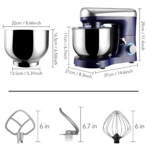 Stand Mixer, Petalirs 6 QT 660W 6-Speed Tilt-Head Food Mixer, Kitchen Electric Mixer with Dough Hook, Wire Whip & Beater