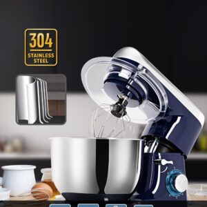 Stand Mixer, Petalirs 6 QT 660W 6-Speed Tilt-Head Food Mixer, Kitchen Electric Mixer with Dough Hook, Wire Whip & Beater