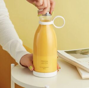 portable electric juicer bottle | mini blender for fresh juice, smoothies | wireless rechargeable personal travel blender milkshakes juicer on the go (white)