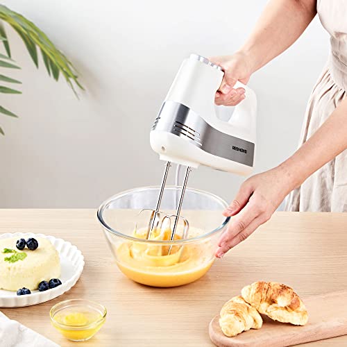 Hand Mixer Electric, REDMOND Hand Held Mixer with Turbo Function, Stainless Steel 5-Speed Kitchen Mixer for Whipping, Mixing Cookies, Cakes, Dough Batters, Cream