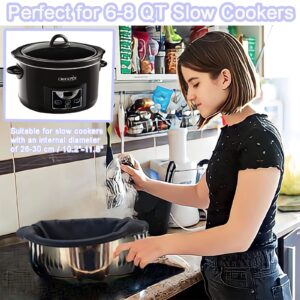 Silicone Slow Cooker Liners,Fits 6-8Quarts Crockpot Leakproof, Easy Clean Bags Liners for Round Pot or Oval (Black)