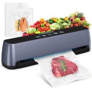 moko vacuum sealer machine,85kpa food vacuum sealer, full automatic air sealing system for food sealer, led touch food sealer with dry and moist food modes, compact design, 20pcs seal bags starter kit