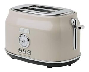 haden dorset, stainless steel retro toaster with adjustable browning control and cancel, defrost and reheat settings (putty, 2 slice)
