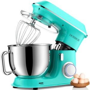 dobbor electric stand mixer, 9.5qt 660w 7 speeds tilt-head dough mixers, bread mixer with dough hook, whisk, beater, splash guard for baking bread, cake, cookie, pizza, muffin, salad and more - blue