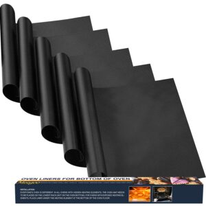 oven liners for bottom of electric gas oven - 5 pack large heavy duty nonstick teflon oven mat 17"x 25", heat resistant oven floor protector liner