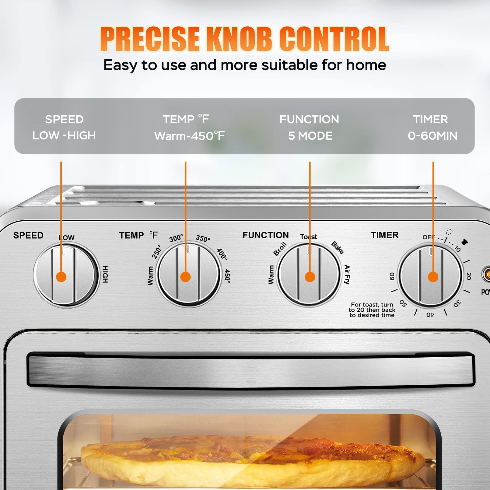 Geek Chef Air Fryer Toaster Oven Combo,16QT Convection Ovens Countertop, 4 Slice Toaster, 9-inch Pizza, with Warm, Broil, Toast, Bake, Air Fry, Oil-Free, 100+ Online Video Recipes & Accessories