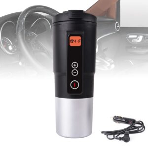 LEJIEYIN Temperature Control Mug Travel Heating Cup Electric Heating Cup for Coffee in Car 12V Heated Mugs Smart Coffee Cup Keep Milk/Tea Warm LCD Display Easily Washing 13OZ